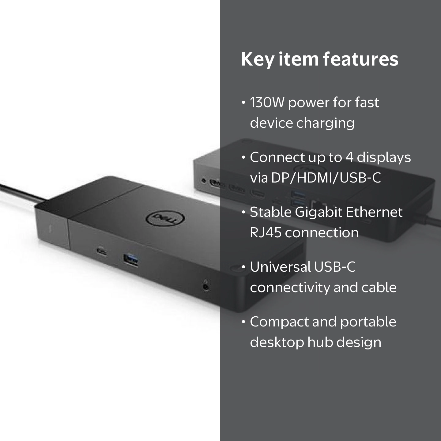 Dell WD19 Docking Station, 180W, USB-C, HDMI, Dual DisplayPort