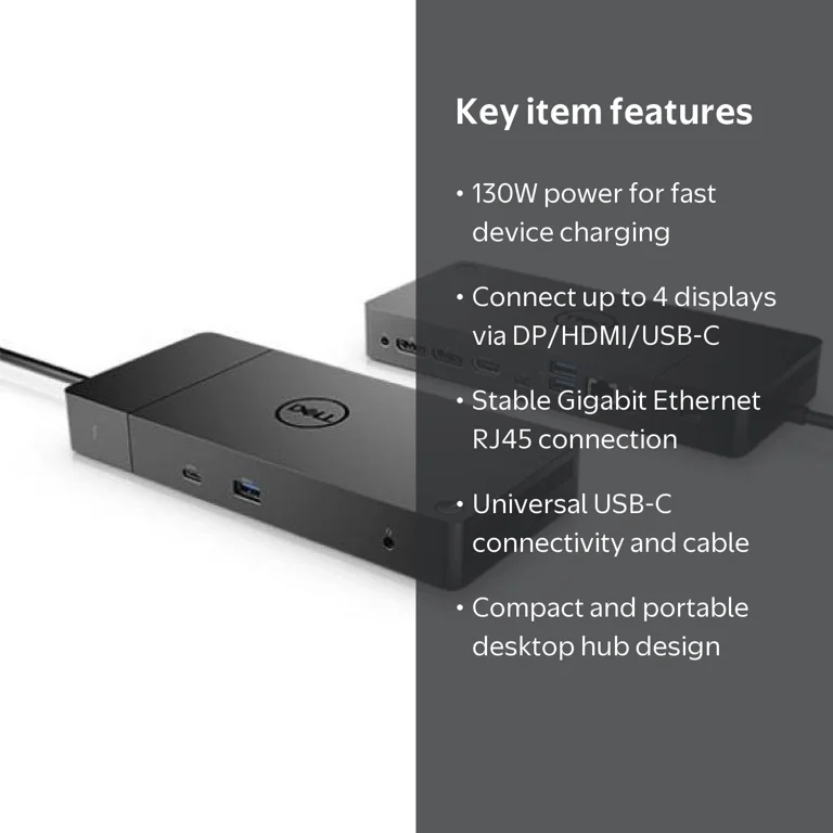 Dell WD19 Docking Station, 180W, USB-C, HDMI, Dual DisplayPort