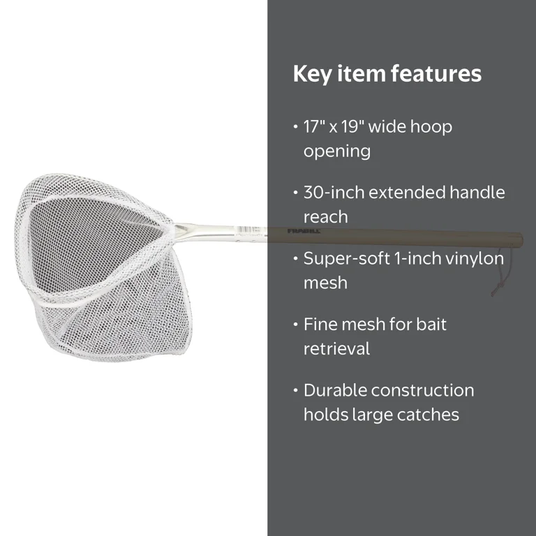 0.90 mmtwine fishing net Frabill Rubber Landing 17in x 19in x 36IN Tough molded thermal 5 inch 90 mesh 630ft