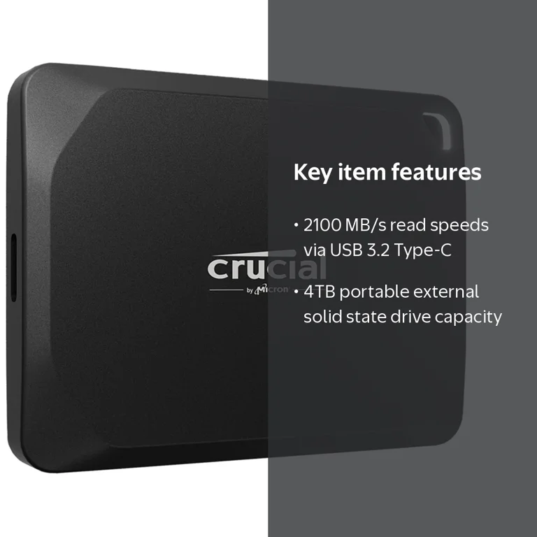 Crucial X10 Pro 4TB Portable SSD - 2100MB/s Read/2000MB/s Write