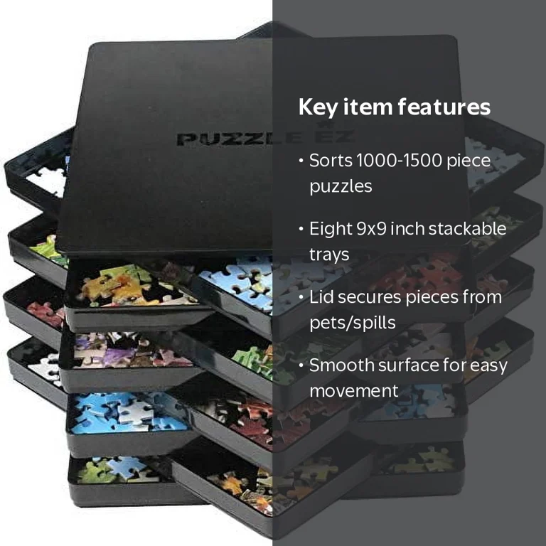 Black Puzzle Sorting Trays with Lid, 9
