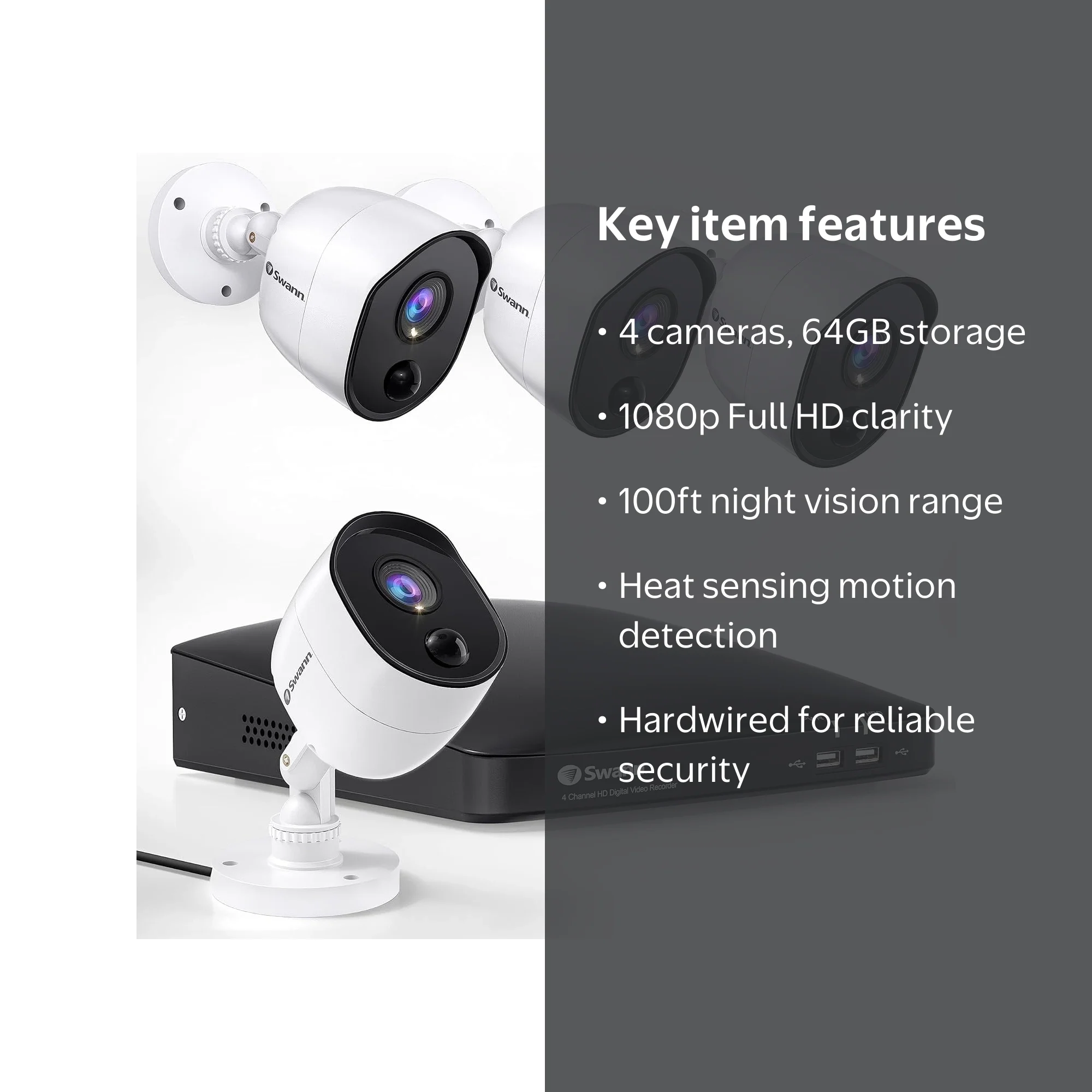 Swann 1080p Full HD DVR Security System with Night Vision, Indoor