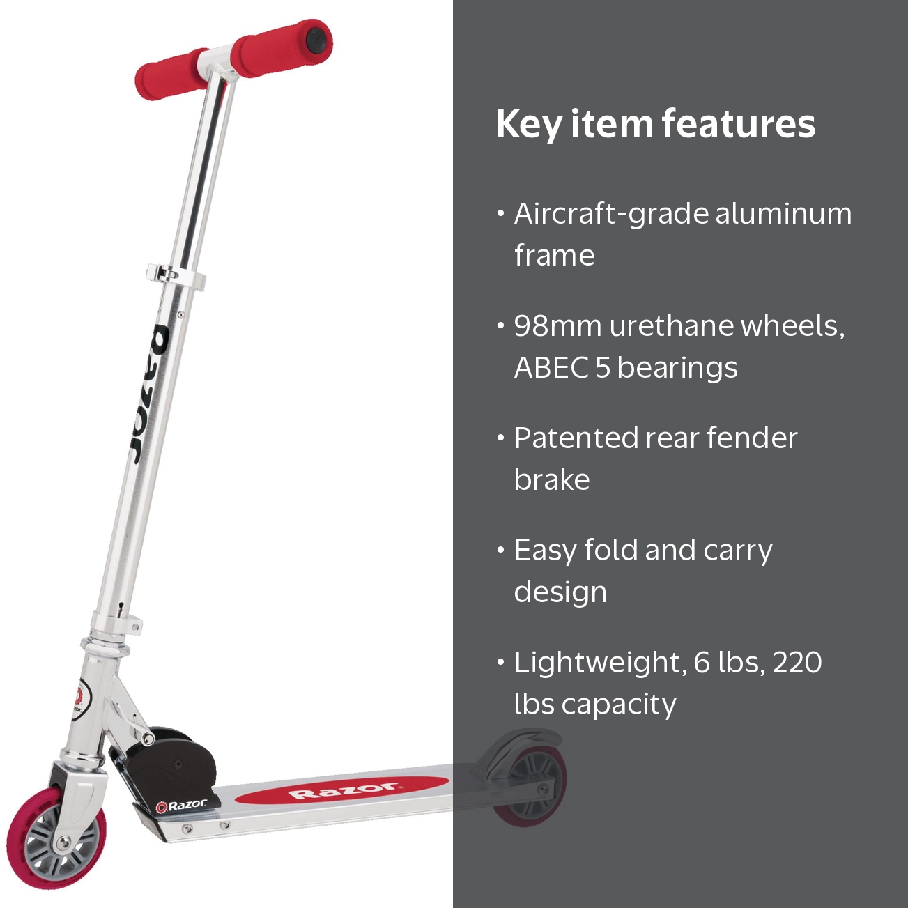 Razor Kick Scooter with Aluminum Lightweights, Folding Mechanism