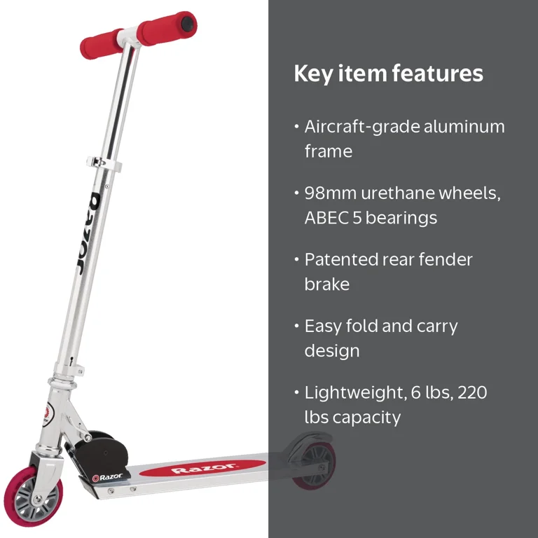 Razor Kick Scooter with Aluminum Lightweights, Folding Mechanism