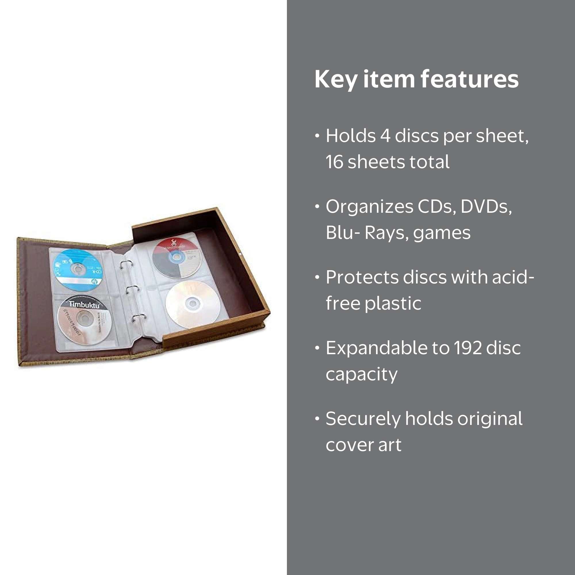 Bellagio-Italia Insert Sheets for CD/DVD Storage Binder - Holds