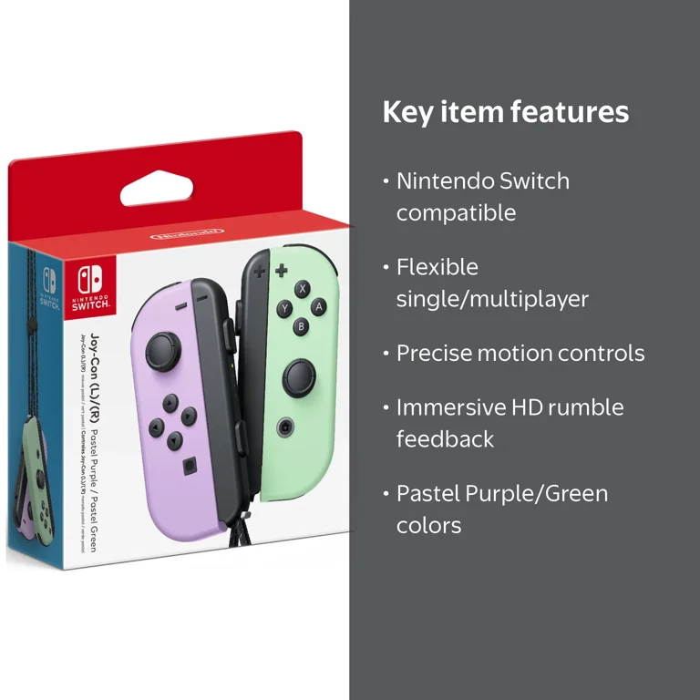 Nintendo, Joy-Con Controller, Pastel Purple Pastel Green - Walmart.com