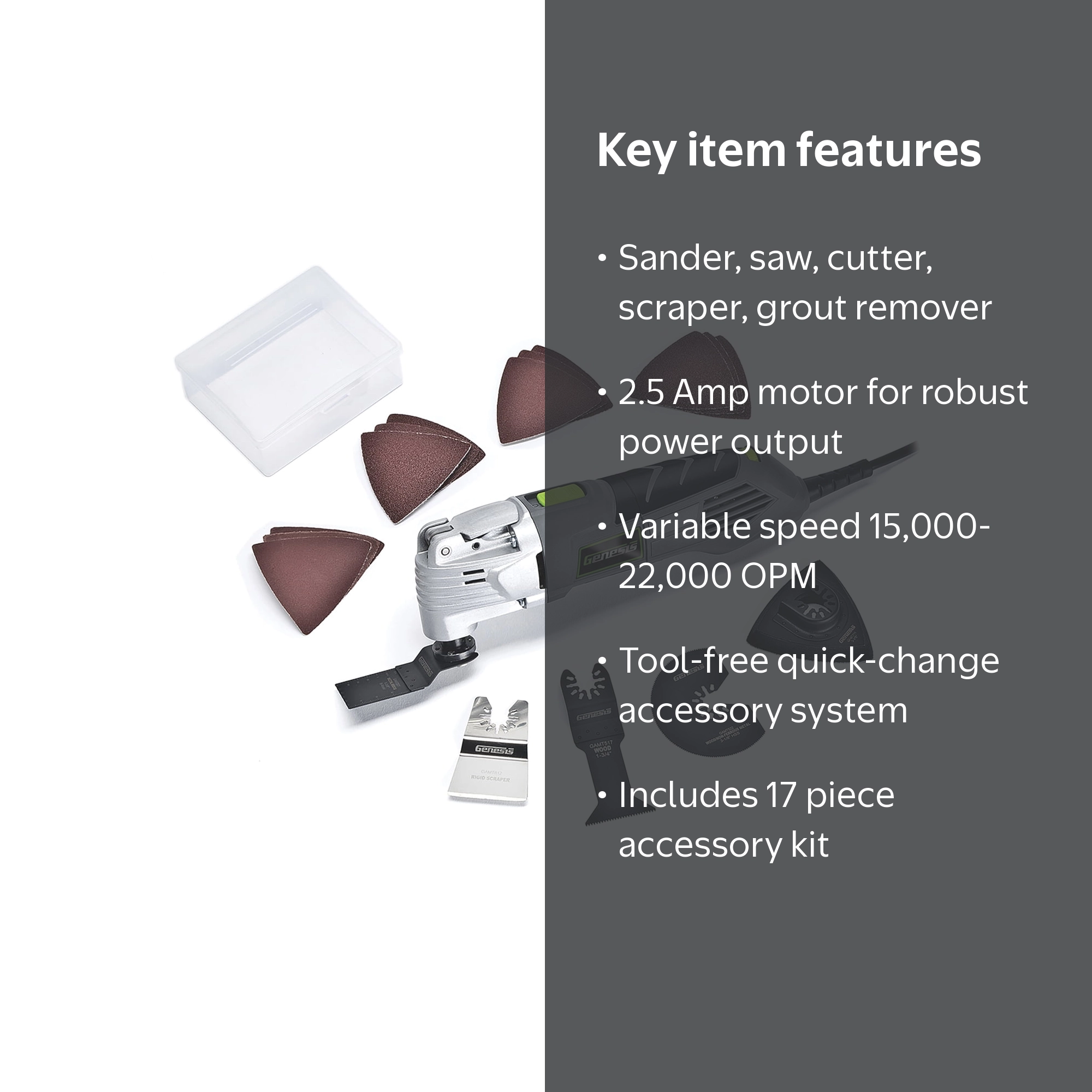 Genesis 2.5A Power Set Multi-Tool with Quick Change, Multifunction