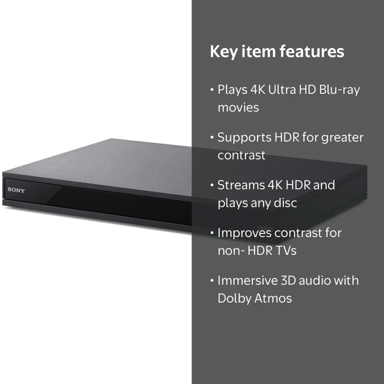 Sony 4K UHD Blu-ray Player with Wi-Fi, HDR Compatibility & HDMI Sony 4K UHD Blu-ray Player with Wi-Fi, HDR Compatibility & HDMI