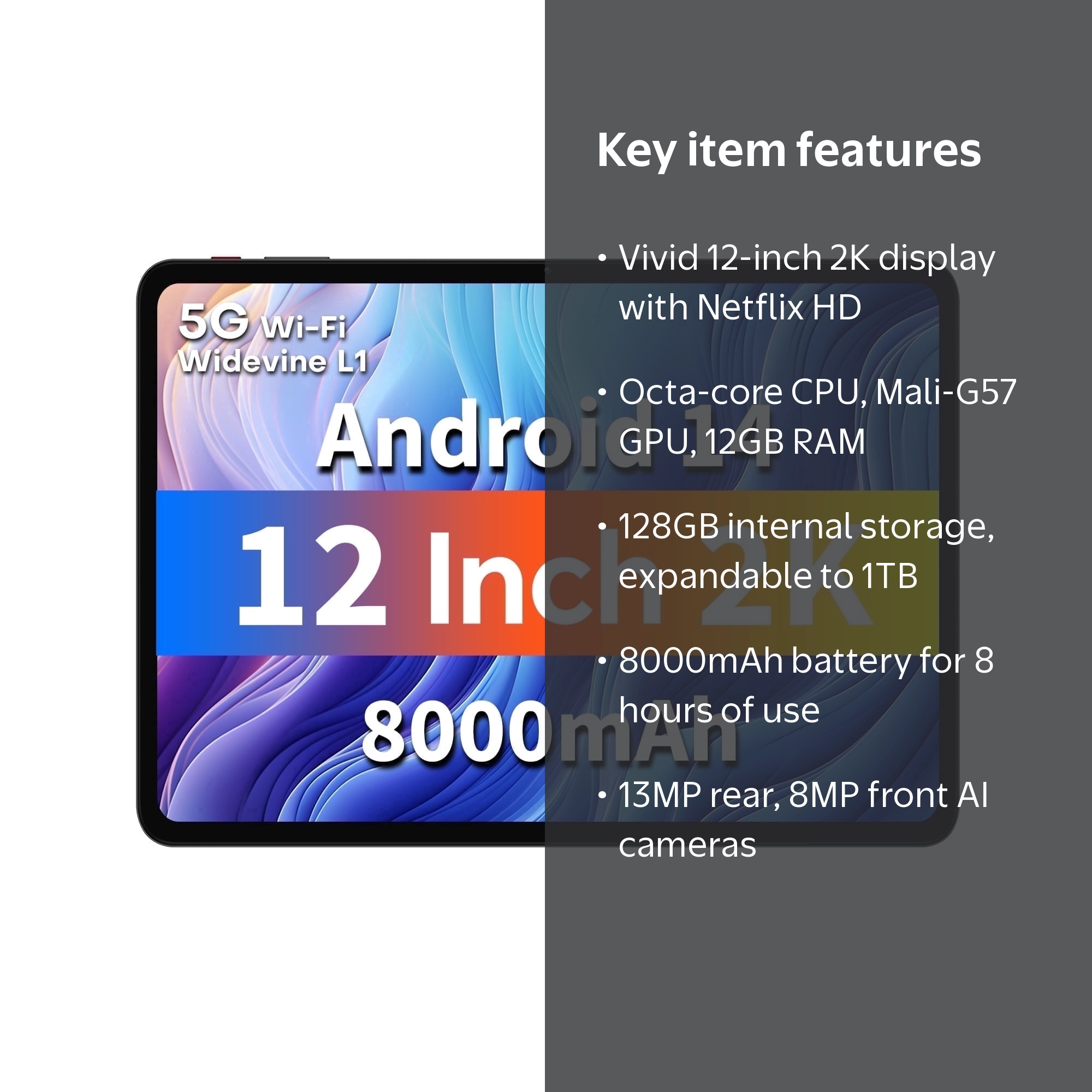 odea Tablet 未開封12インチ ODEA 12 inch Tablet 2K FHD IPS Android 15, A12 12GB RAM+128GB ROM
