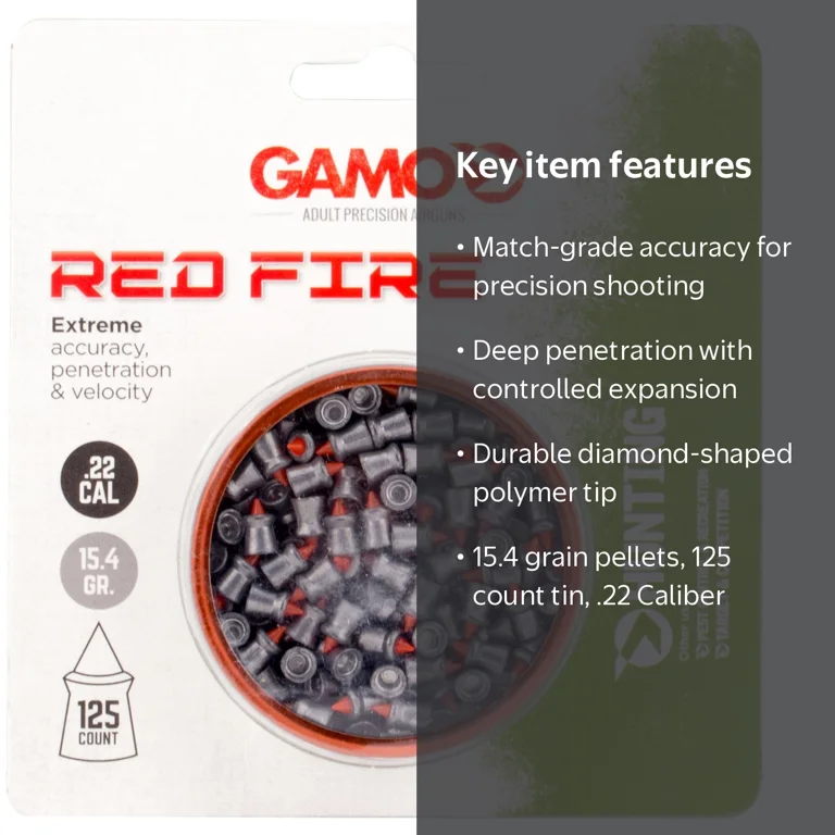 Gamo, Pellets, Red Fire .22 Cal, 125 Count, Pointed - Walmart.com