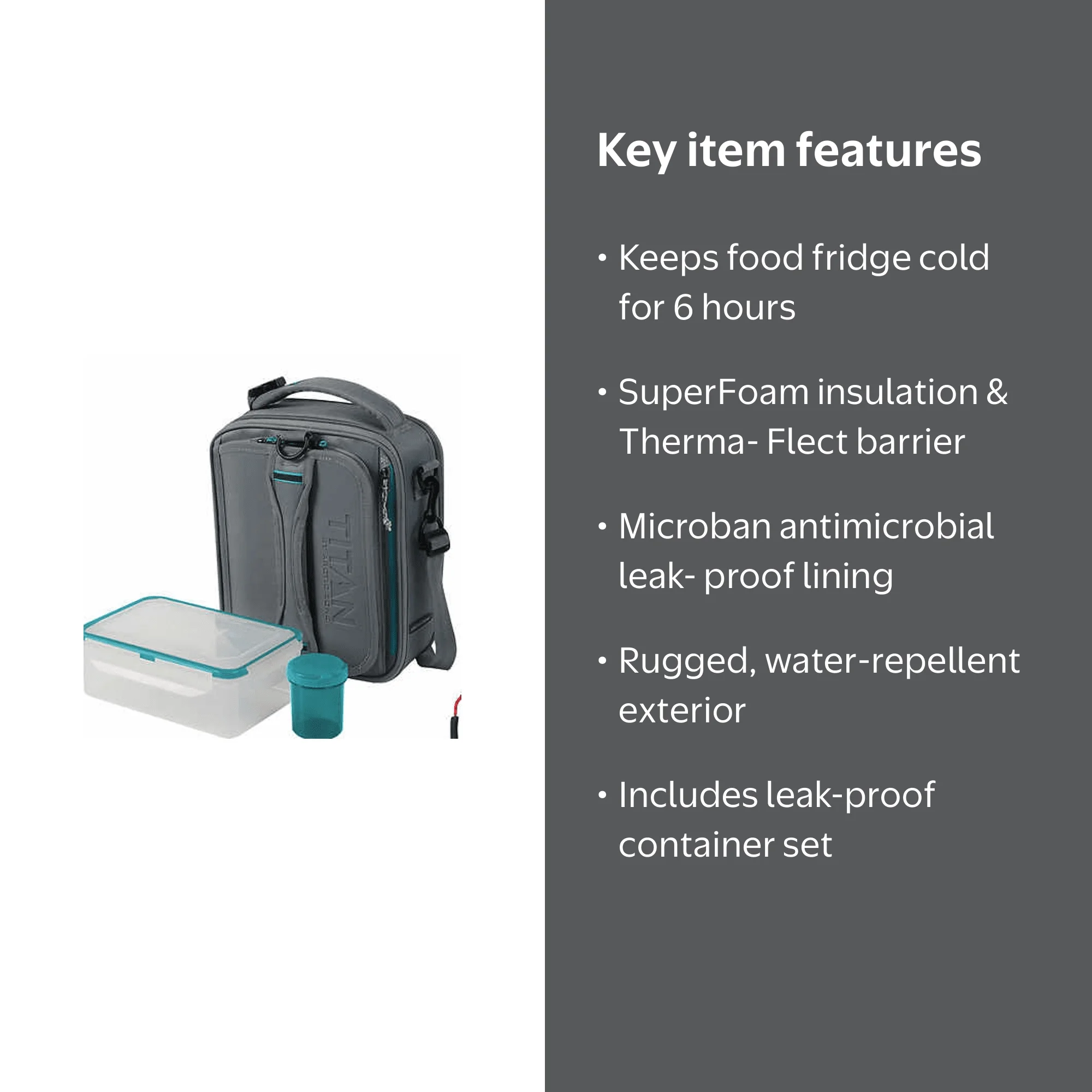 Titan Arctic Zone Fridge Cold, Crush Resistant Lunch Pack with 2