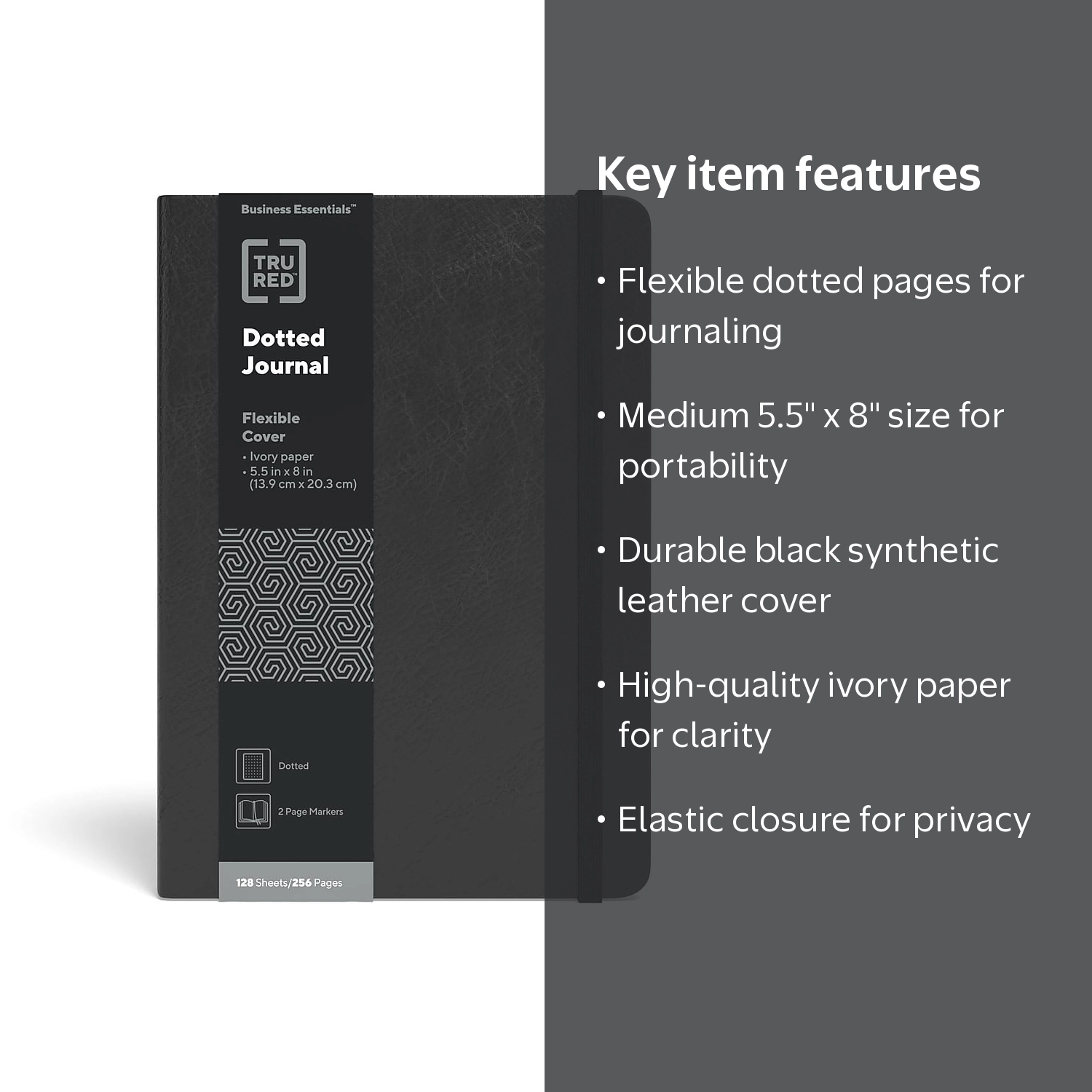 Staples TRU RED Medium Flexible Cover Dotted Journal Blk TR54779