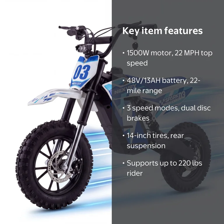 NEXVEY SPARK03 Electric Dirt Bike for Kids Teens 800W Off-Road