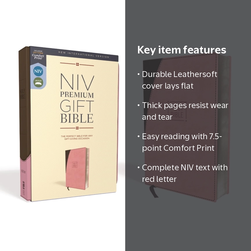 Zondervan, Niv Premium Gift Bible, Leathersoft, Pink Brown