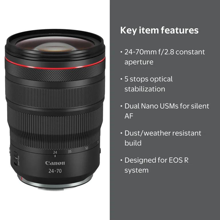 Canon RF 24-70mm F2.8L IS USM Lens, 3680C002, Standard Zoom