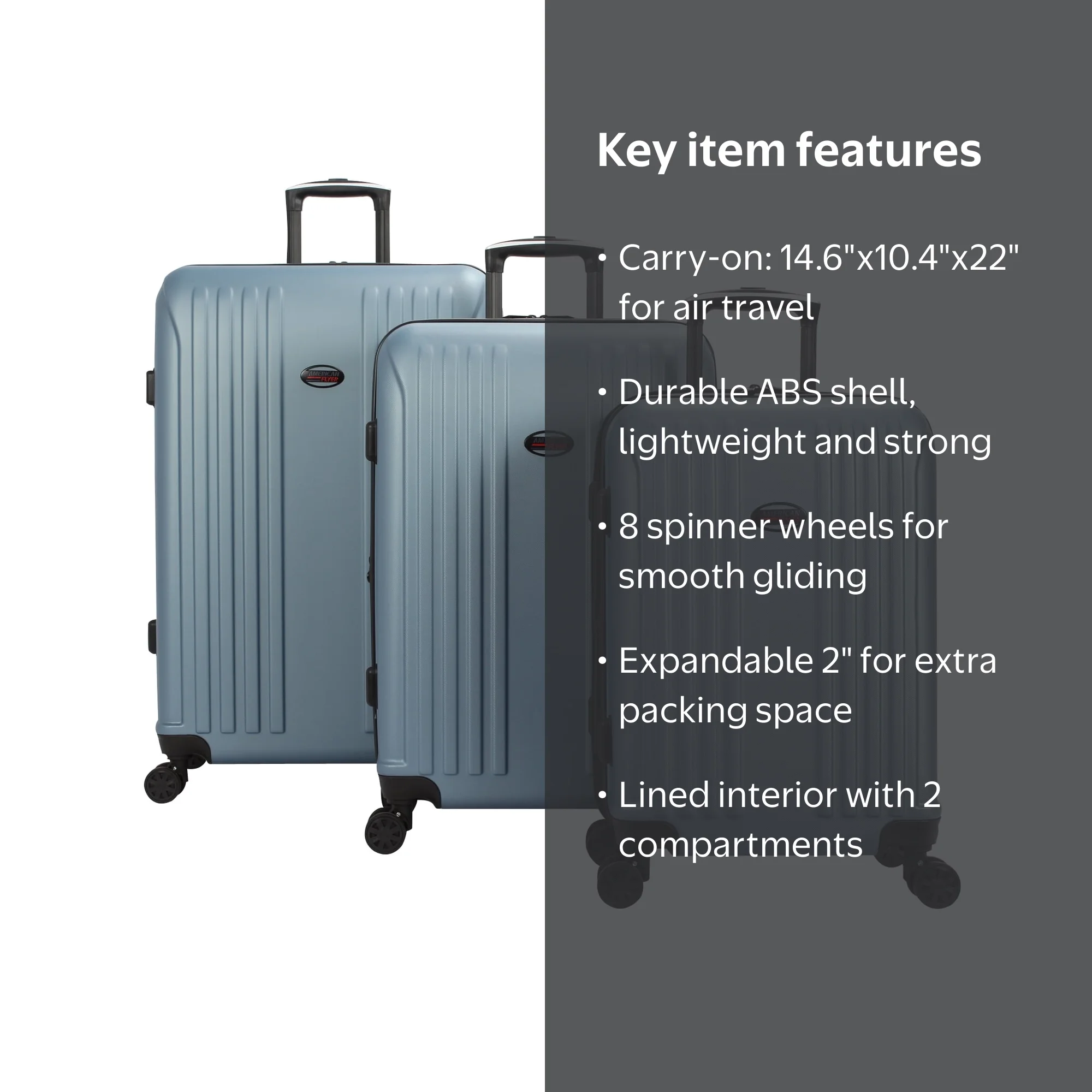 American Flyer Moraga 3-Piece Hardside Spinner Luggage Set in Dusk