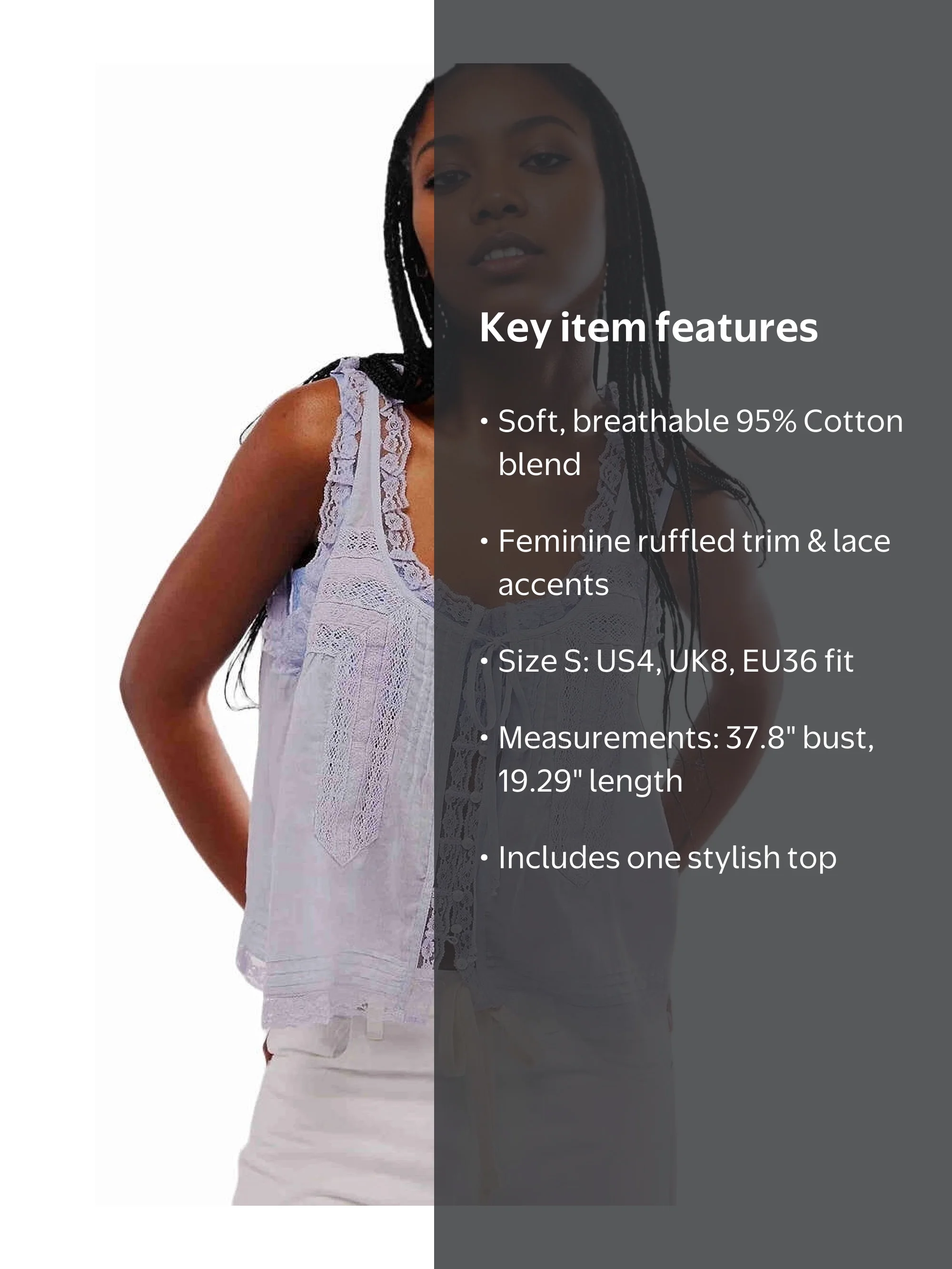 Women's Summer Beach Sleeveless Tie-Front Crop Top in Lace and
