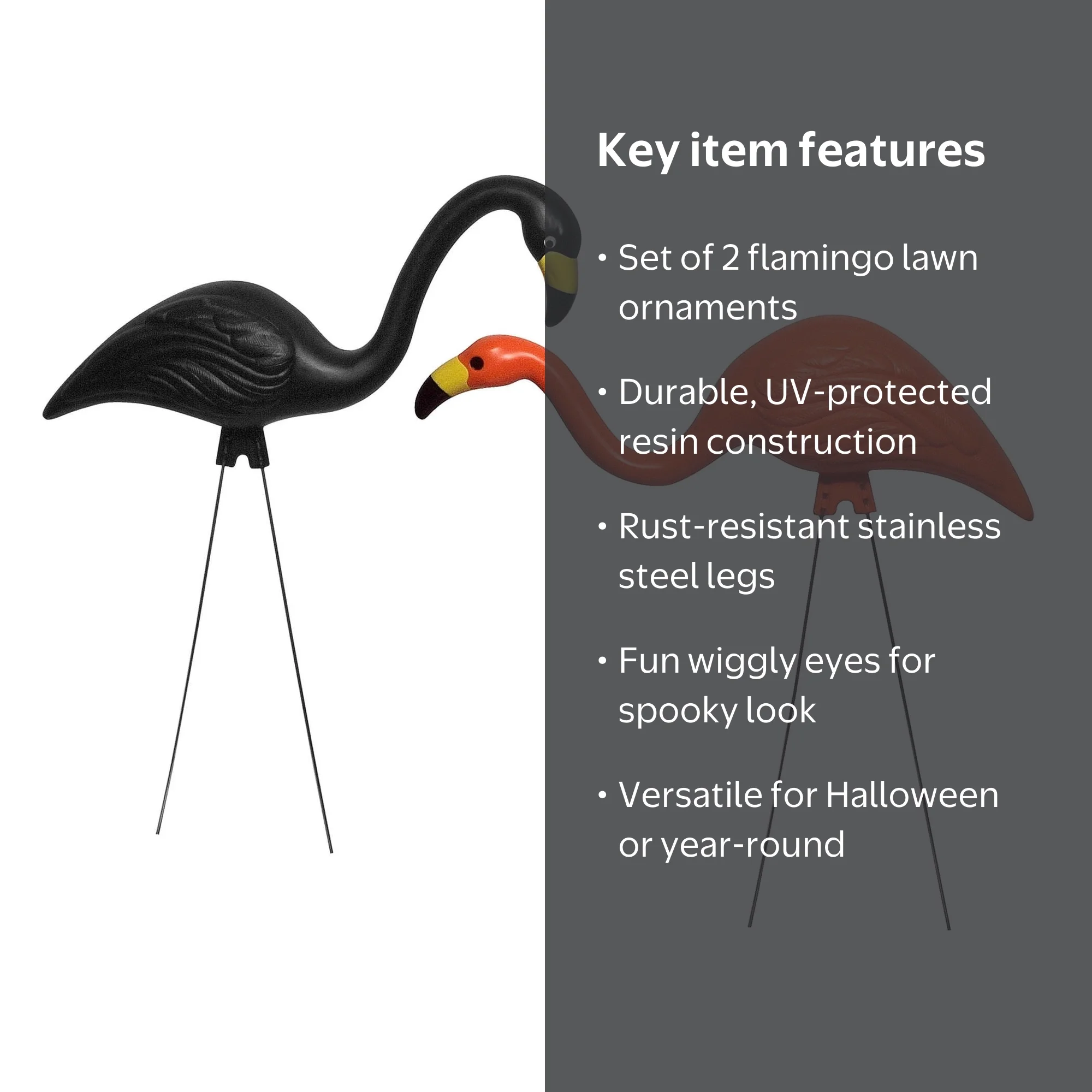 Bloem 2 Pack Spooky Halloween Flamingo Lawn Decor 14