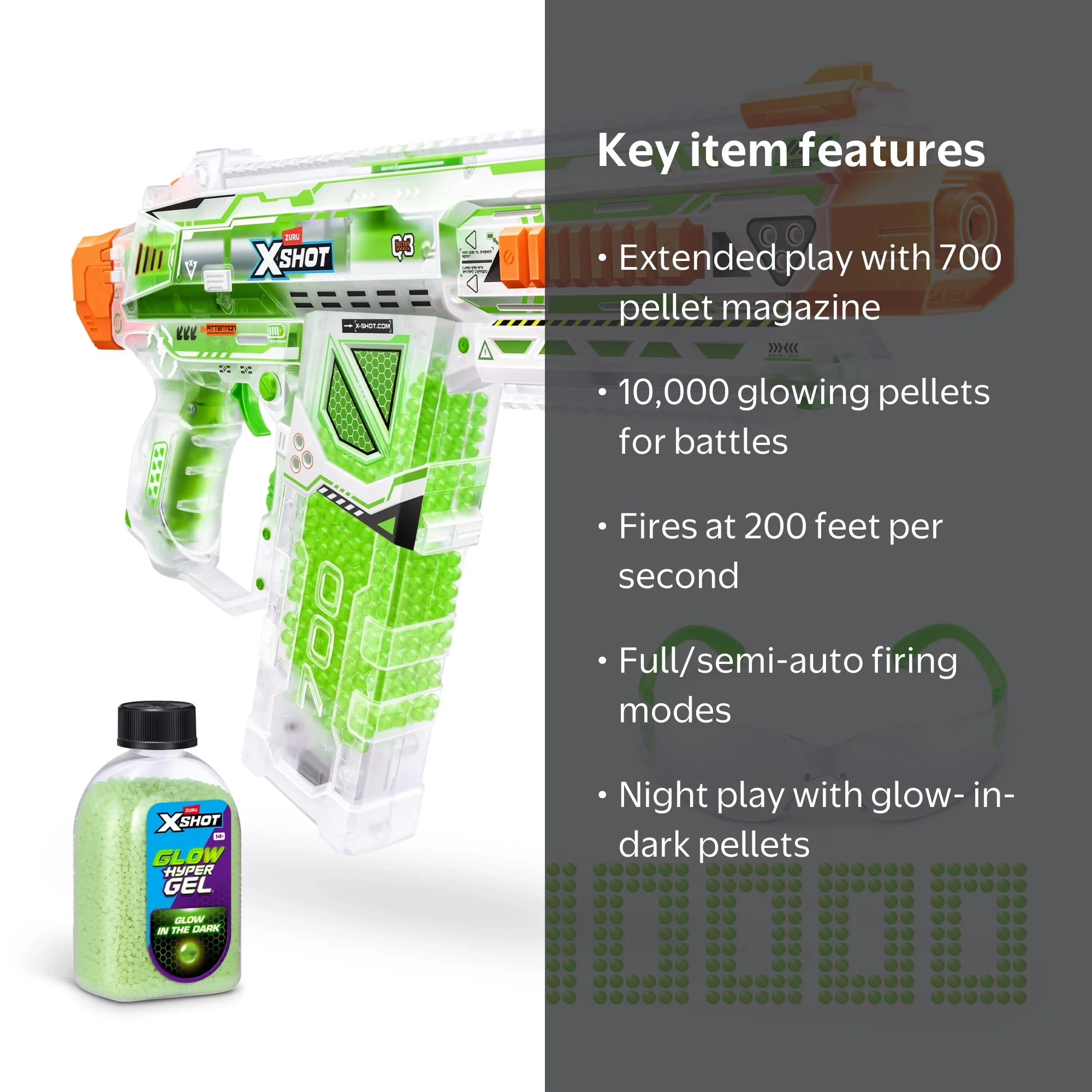 ZURU X-Shot, Hyper Gel Glow Nightmare Blaster, 14+ - Walmart.com
