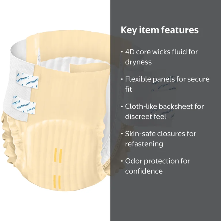 FitRight OptiFit Extra Briefs with Tabs, Adult Incontinence Brief