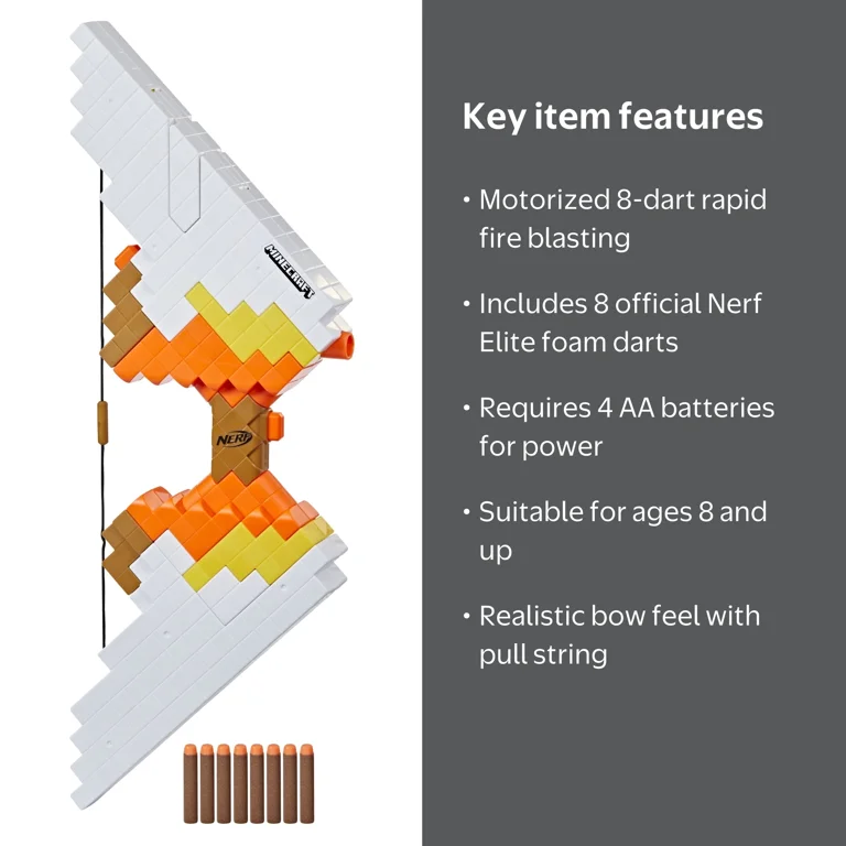 Nerf, Minecraft Sabrewing Motorized Blaster Bow with 8 Darts and