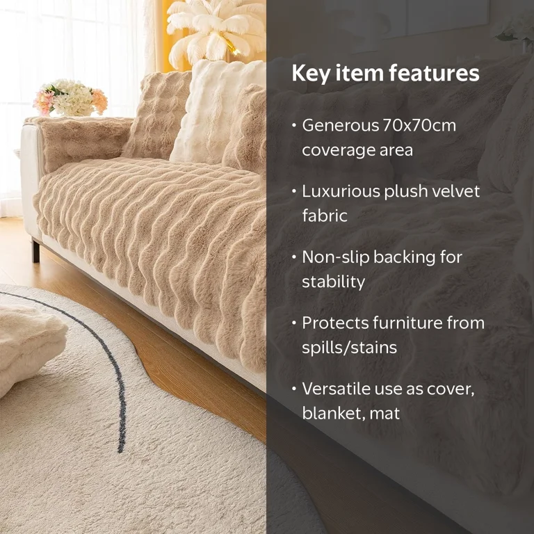 Velvet Plush Sofa Cover Stretch Couch Cover Furniture Protector for 1/2/3 Seater Navy / Recliner