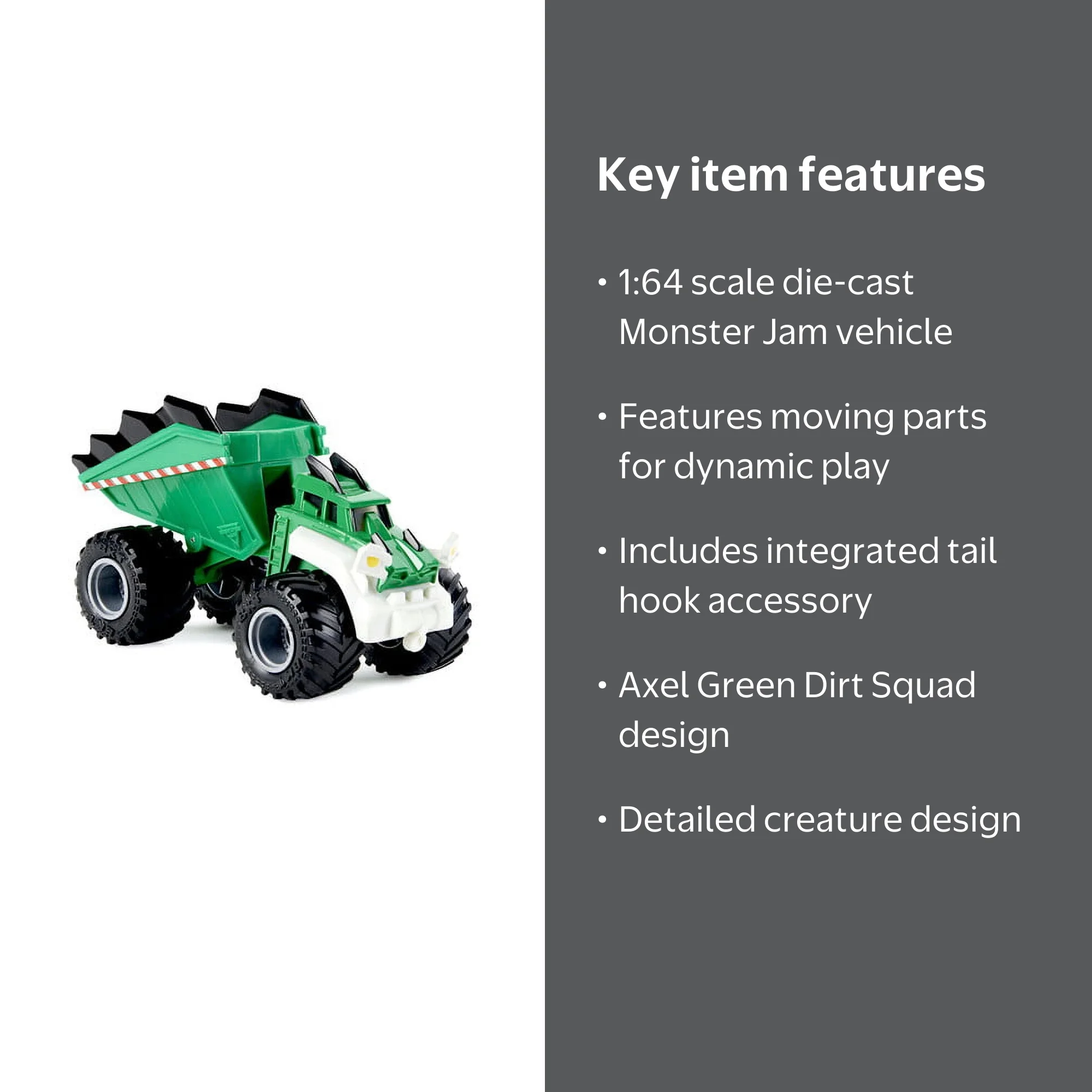 Axel Green Toy Monster Jam Dirt Squad 1:64 Scale Die-Cast Vehicle