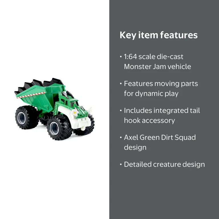 Axel Green Toy Monster Jam Dirt Squad 1:64 Scale Die-Cast Vehicle