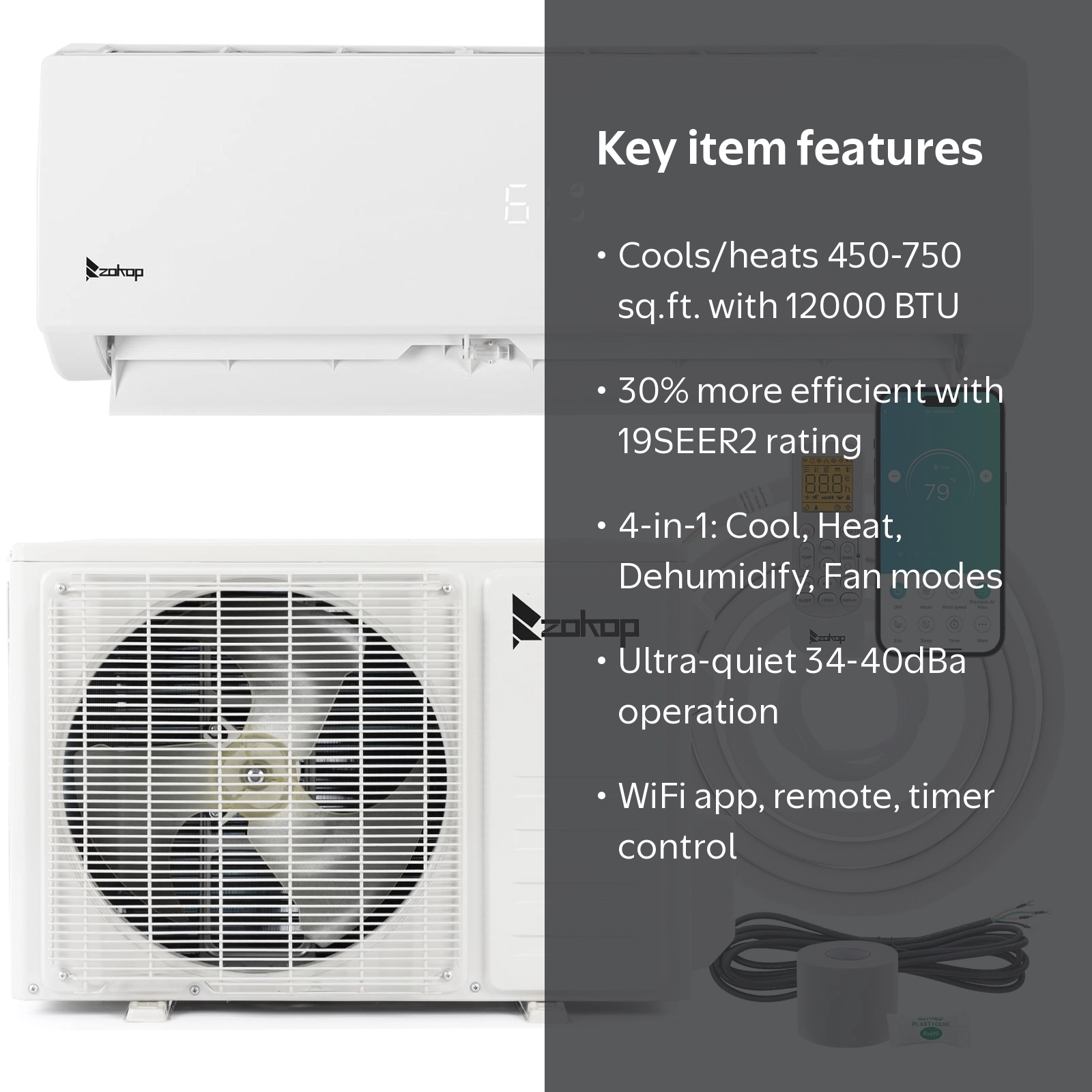 Ktaxon Mini Split AC Unit, 12000BTU 19 SEER2 Inverter, Ductless