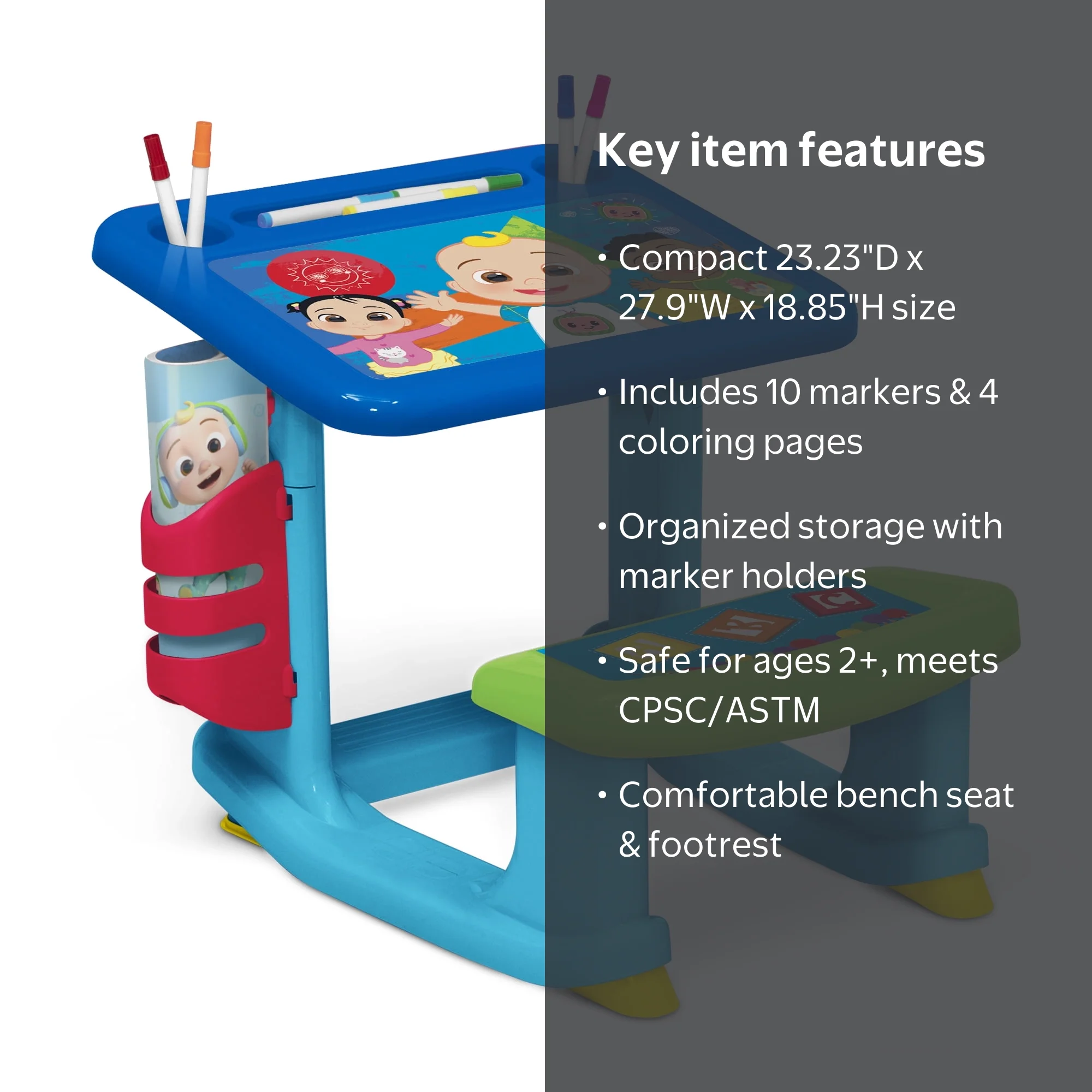 CoComelon Draw and Play Desk by Delta Children Art Set (10 Count