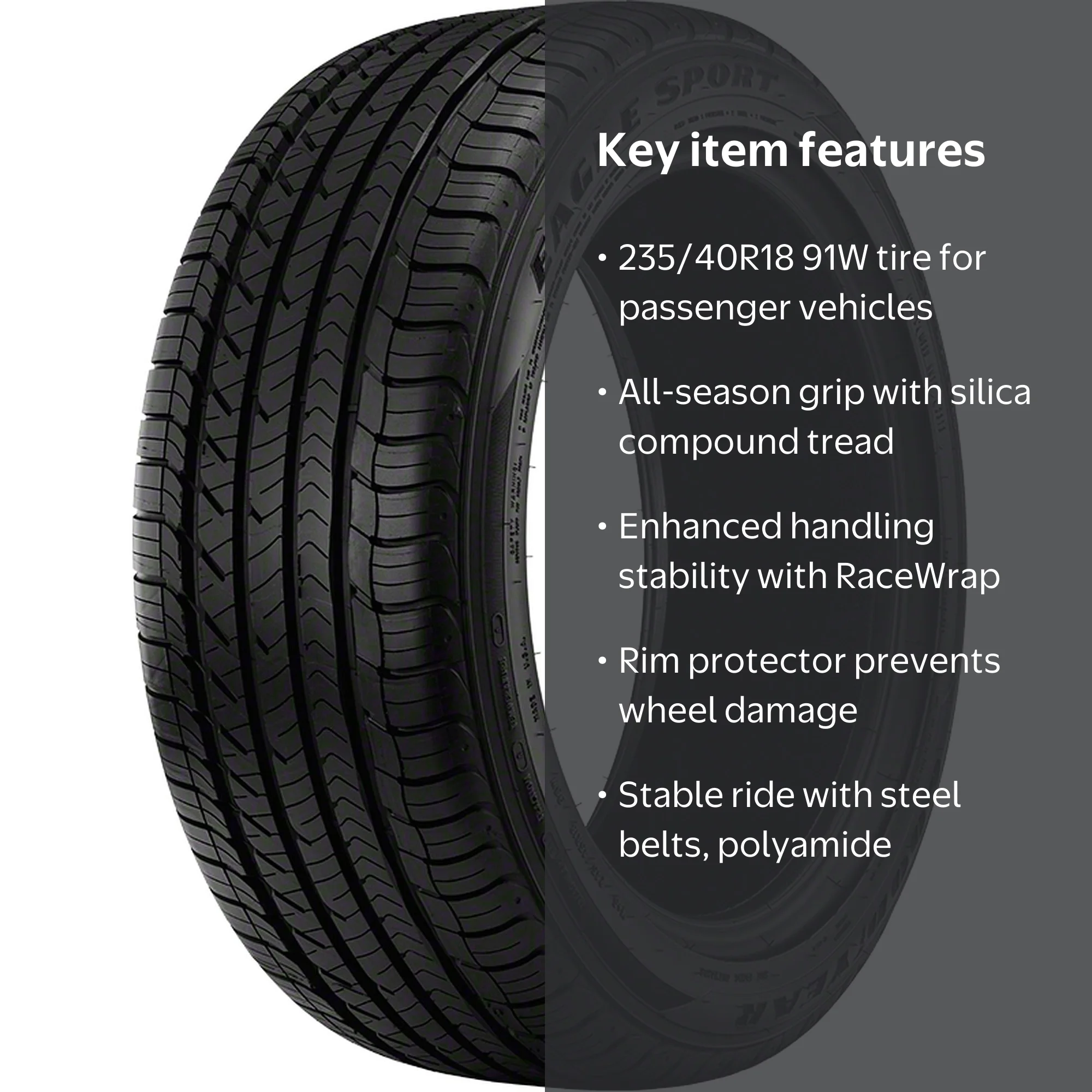 Goodyear, Eagle Sport All-Season Passenger Tire, 235/40R18 91W