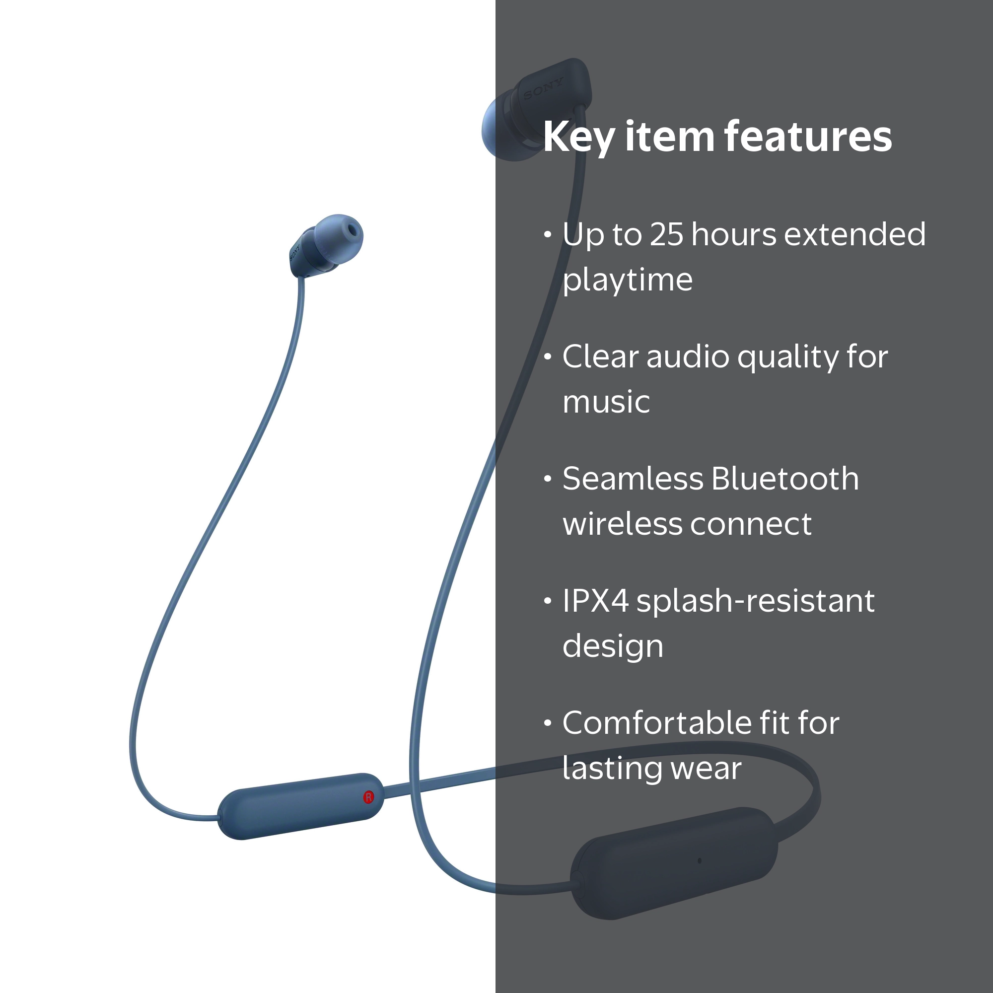 Sony WI-C100 Wireless In-ear Bluetooth Headphones with built-in