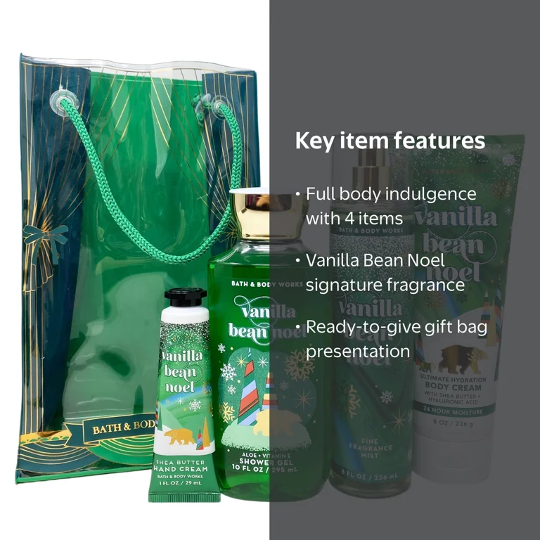 Bath & Body Works Vanilla Bean Noel Gift Set - Mist, Body Cream