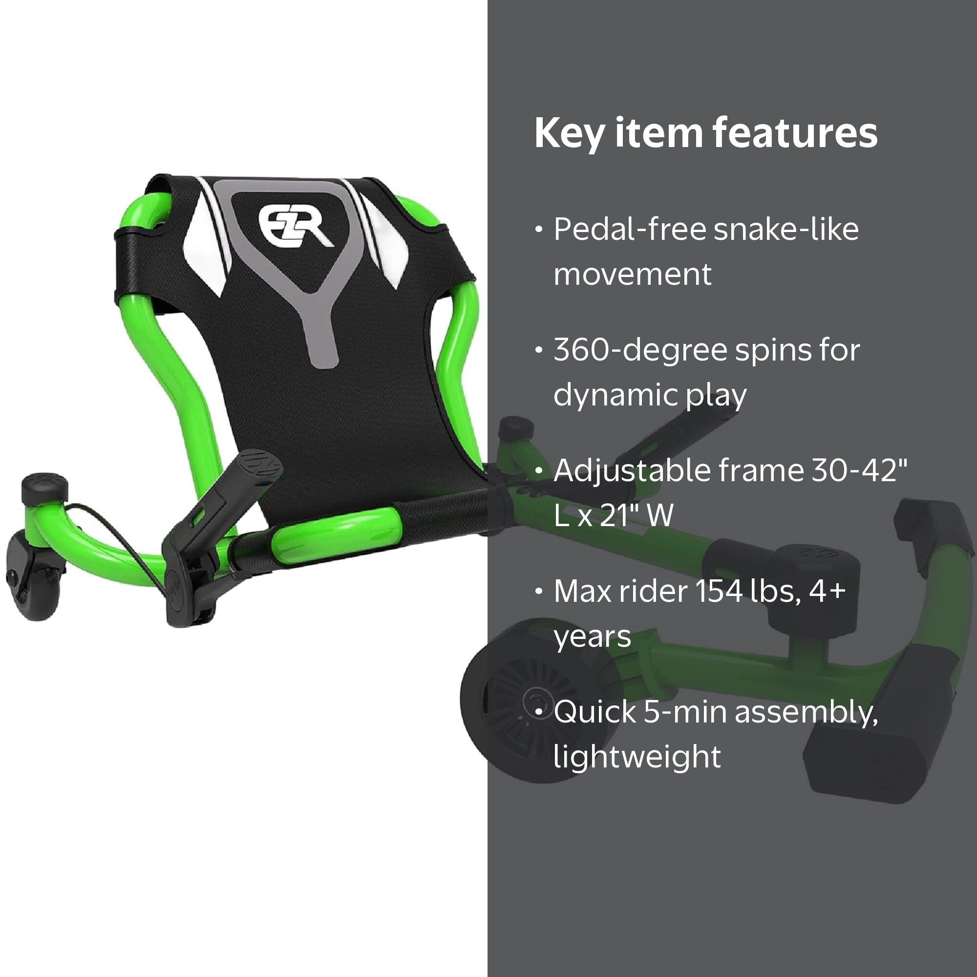 EzyRoller, Spinner, Lime Green, 360° Spins, Ride-On Scooter