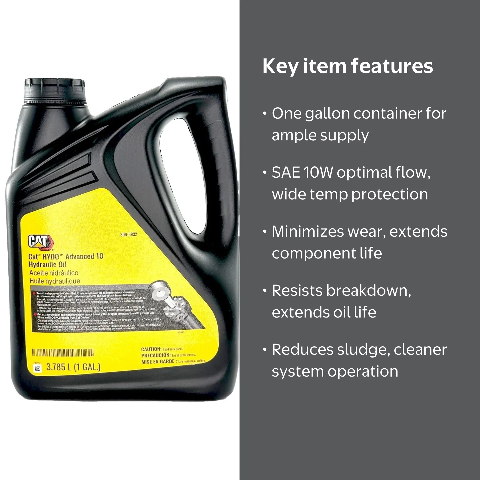 CAT, Hydraulic Oil, HYDO Advanced 10 SAE 10W, 1 Gal - Walmart.com