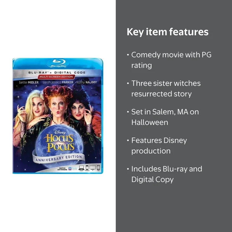 Hocus Pocus (Blu-ray + Digital Copy) Disney, Comedy - Walmart.com