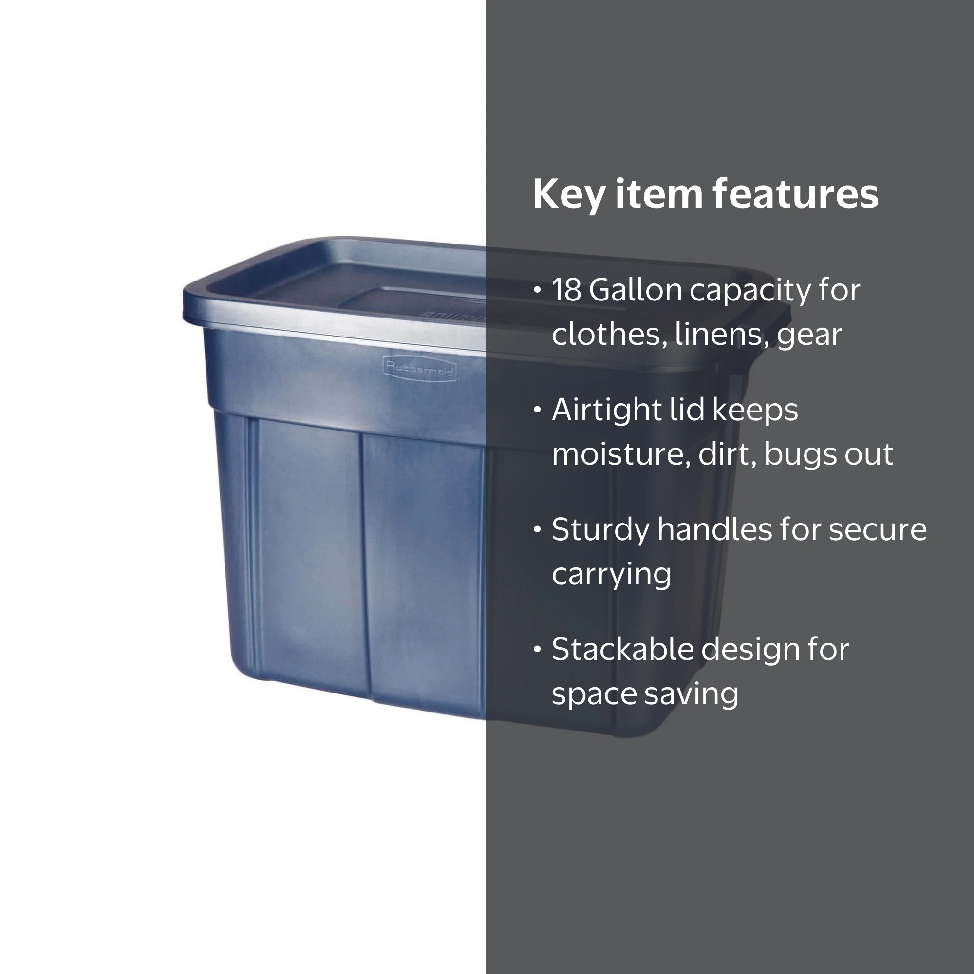 Rubbermaid 18 Gallon Tough Lids Storage Container Bin, Roughneck