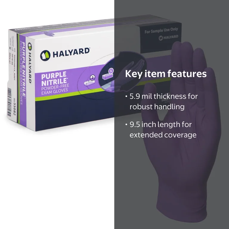 HALYARD PURPLE NITRILE Medium Exam Gloves, Non-Sterile, Powder