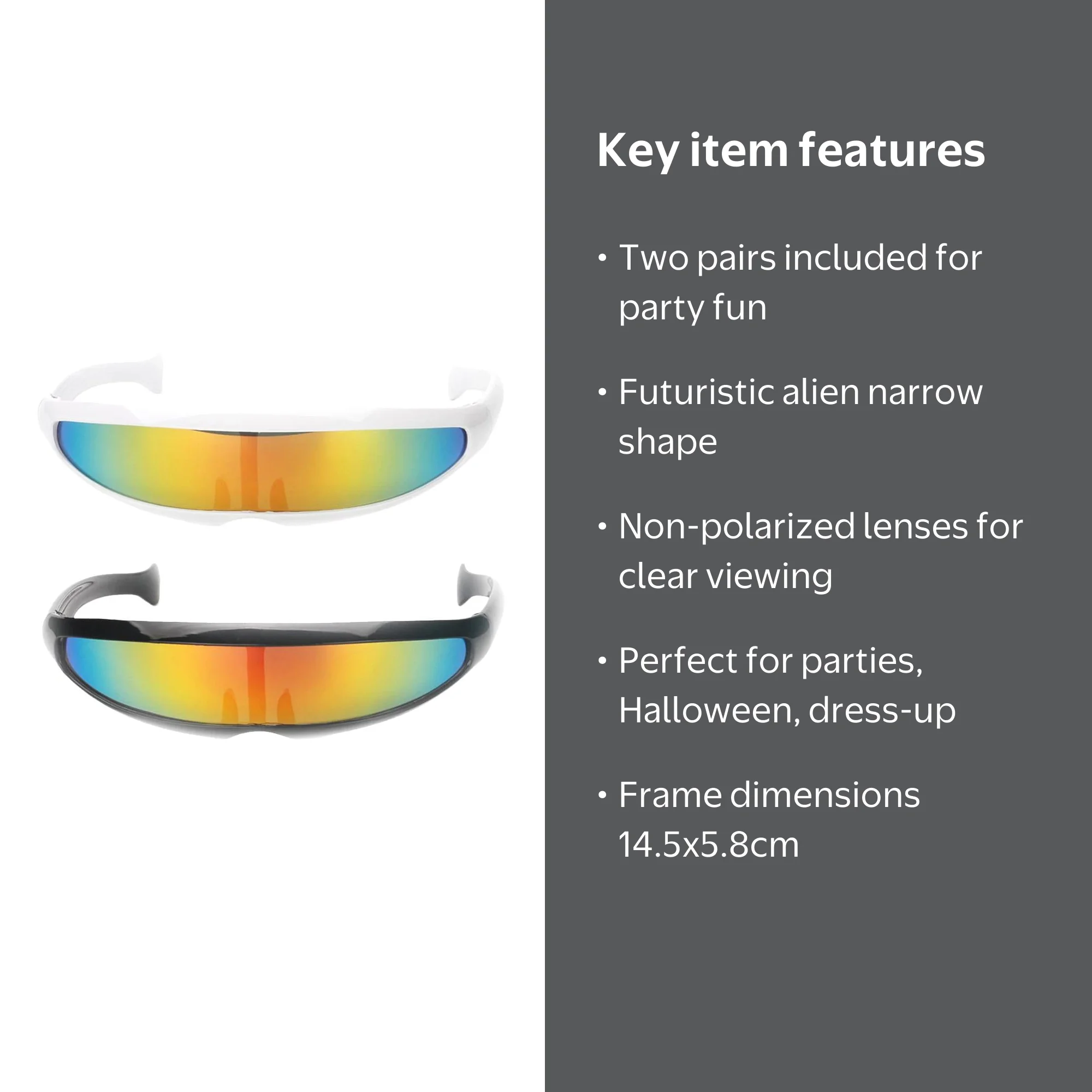 2pack Futuristic Space Alien Sunglasses Narrow Visor Eyewear