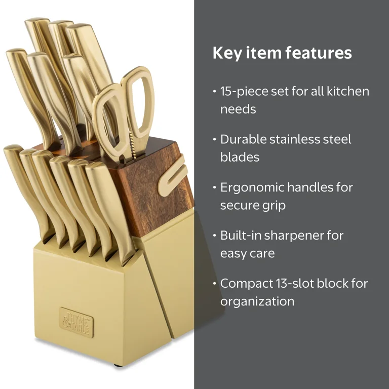 Free Shipping! Thyme & Table 15-Piece Knife Set with Sharpener