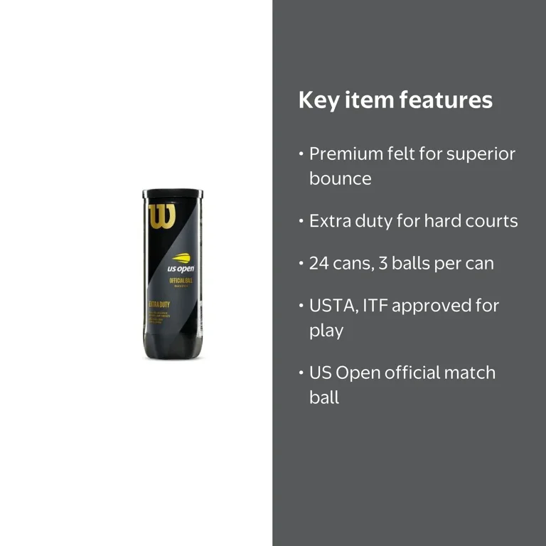 Wilson US Open Extra Duty 3 Tennis Ball Can - 24 Pack - Walmart.com