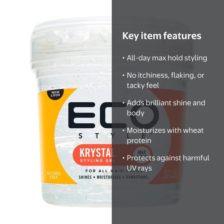 ECO Style Alcohol-Free Maximum Hold Styling Gel, Krystal, 16 oz