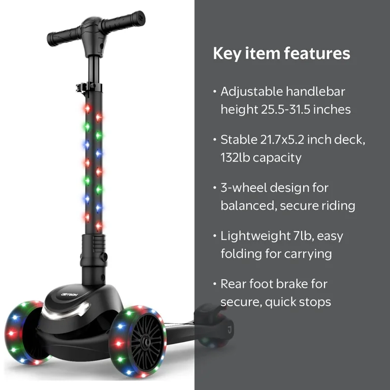Open Box) Jetson Jupiter Mini Kids' 3-Wheel Kick Scooter Black