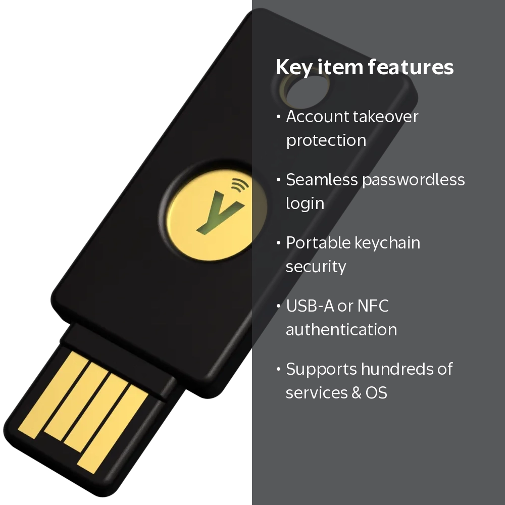 Yubico, Security Key NFC, USB-A NFC (Basic), Black - Walmart.com