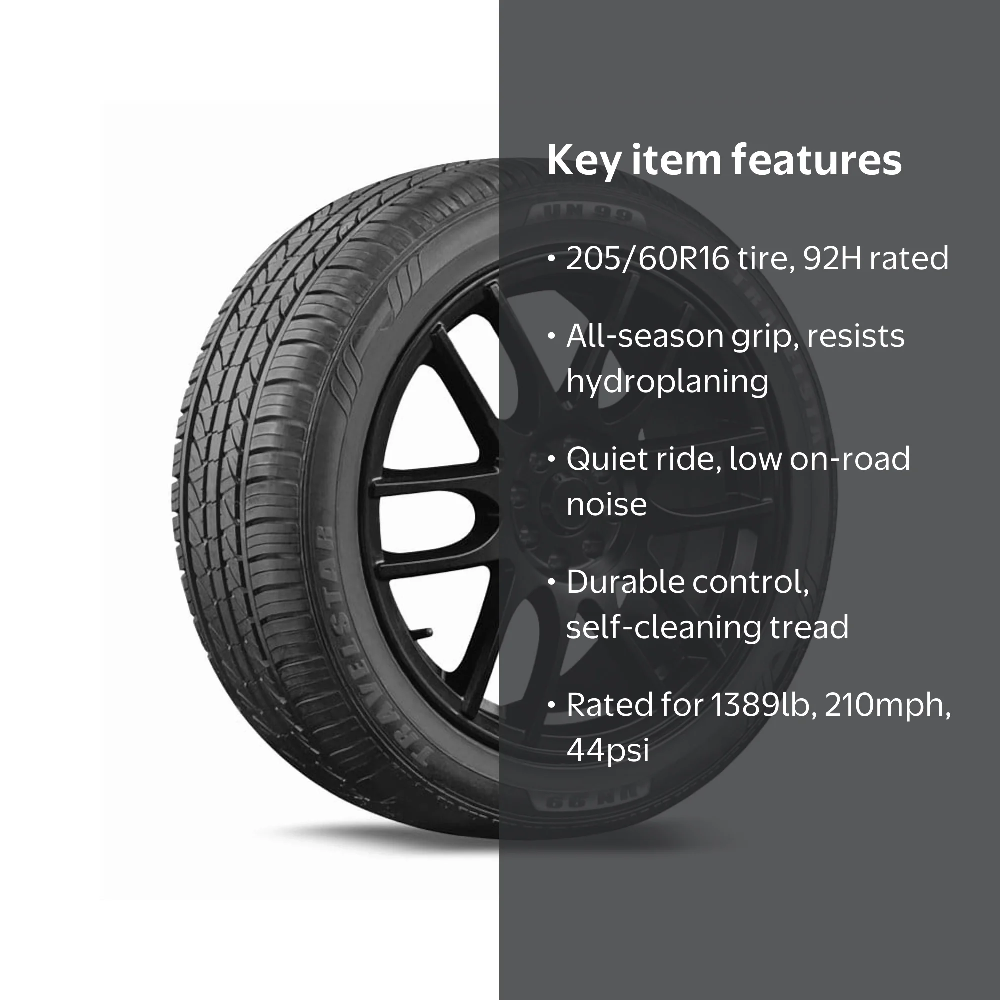 Free Shipping! Travelstar All Season 205/60R16 92H Passenger Tire