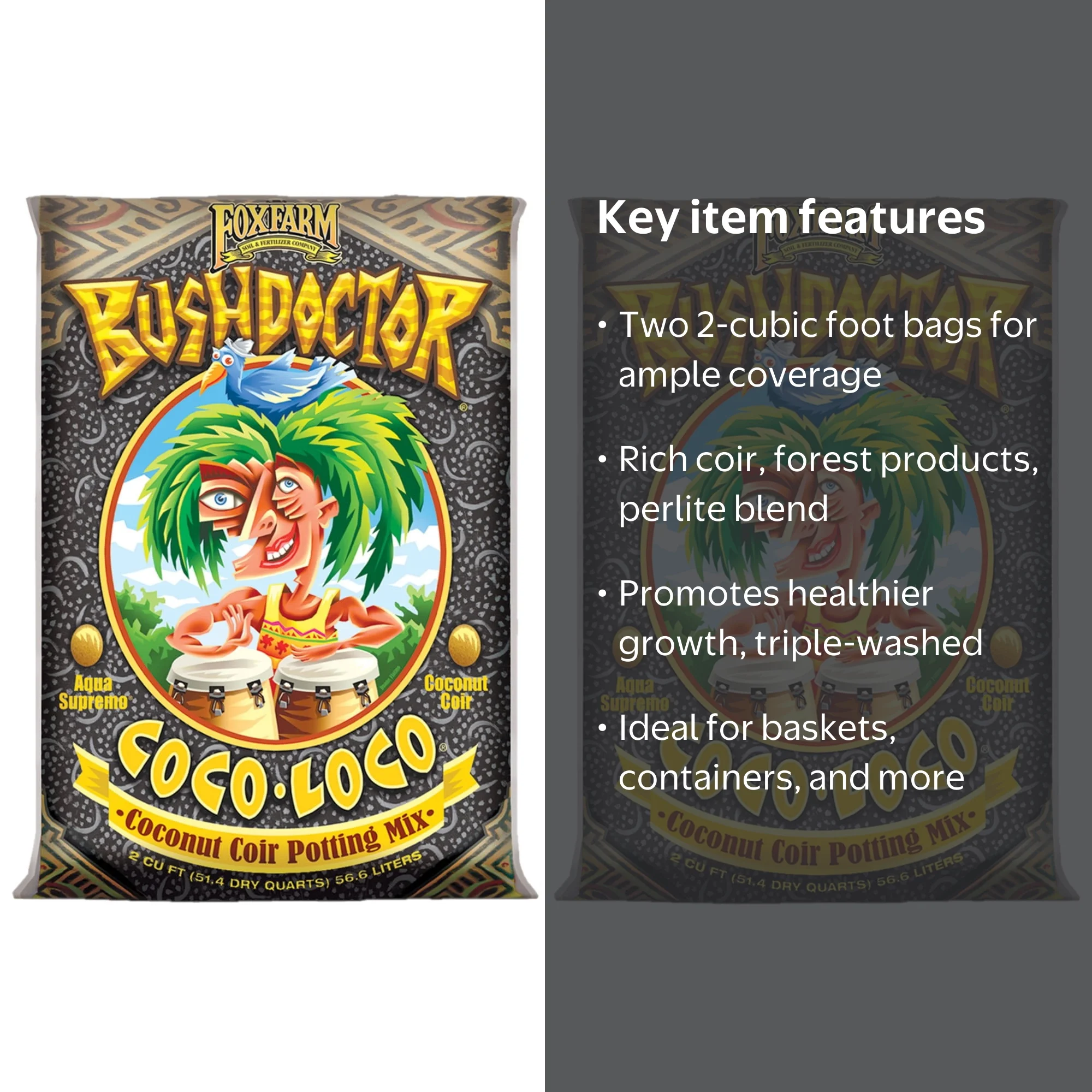 FoxFarm, Bush Doctor Coco Loco Potting Soil Mix, 2 Cu Ft 2 Pack