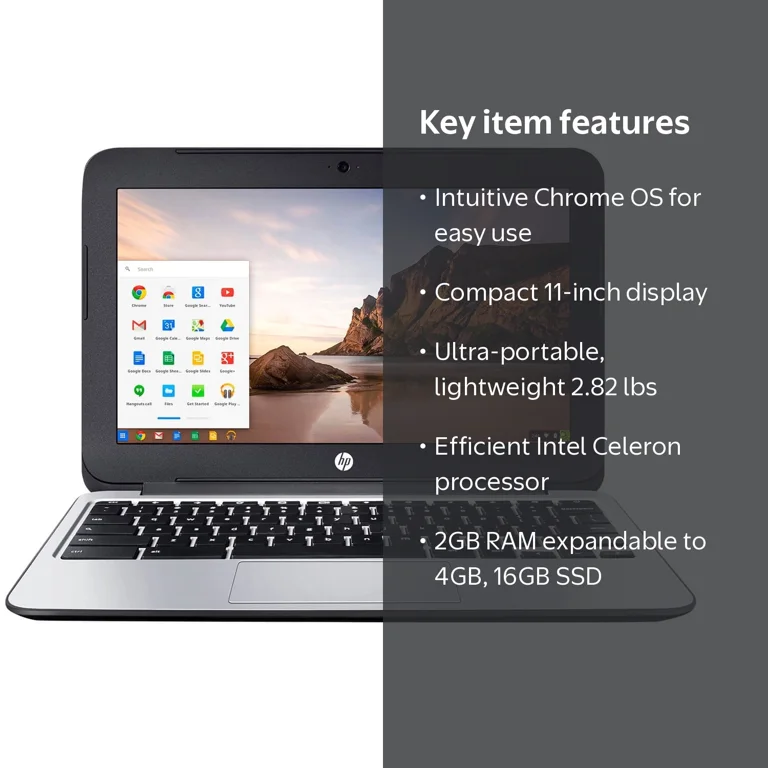 HP, Chromebook, 11 G3, Chrome, 2.16 GHz Intel Celeron - Walmart.com