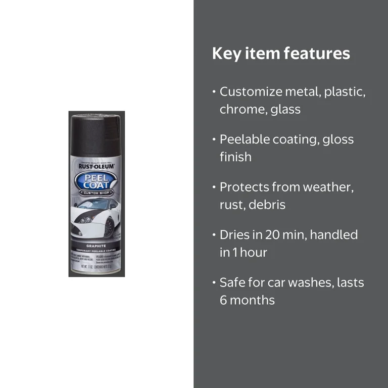 Graphite, Rust-Oleum Automotive Peel Coat Rubber Coating Flat