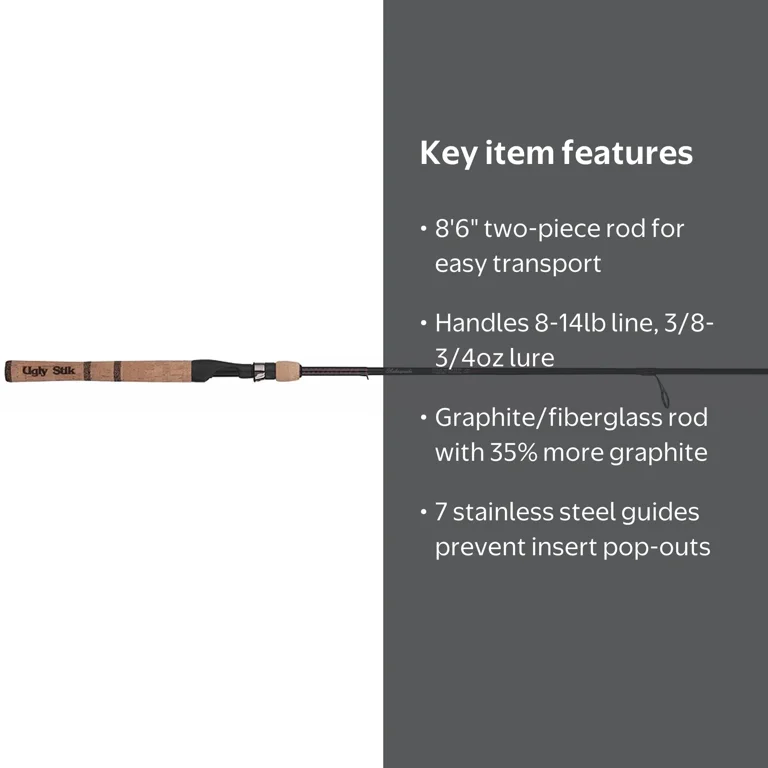 shakespeare ugly stik elite salmon/steelhead spinning rod featuring 35% more graphite than Ugly Stik GX2 for a lighter weight rod Uglistick Elite Salmon Steelhead rod