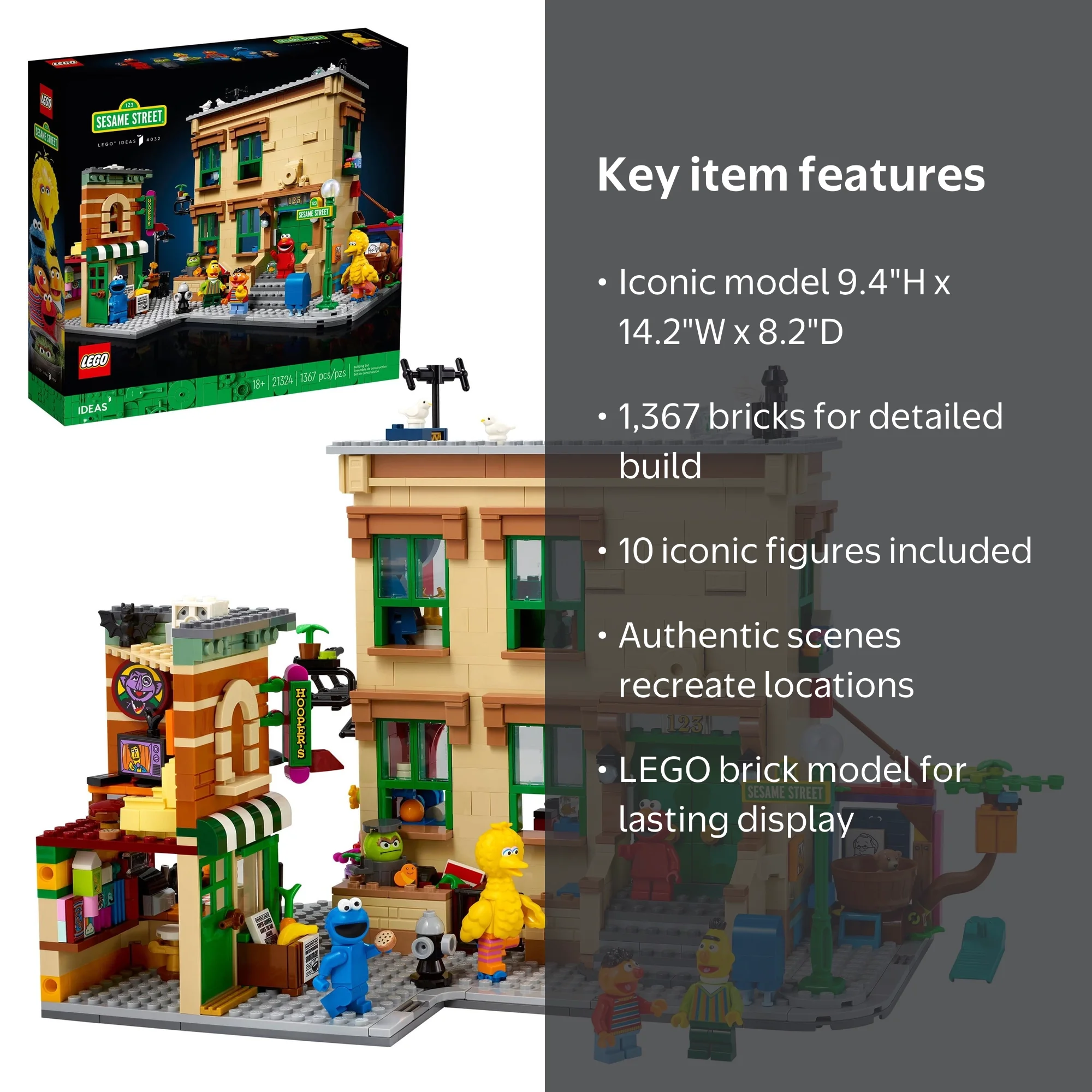 LEGO Ideas 21324 Sesame Street Building Set, 1,367 Pieces 